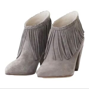 Anine Bing Irmelin Gray Suede Fringe Casual Booties Southwestern Boho Women’s 39